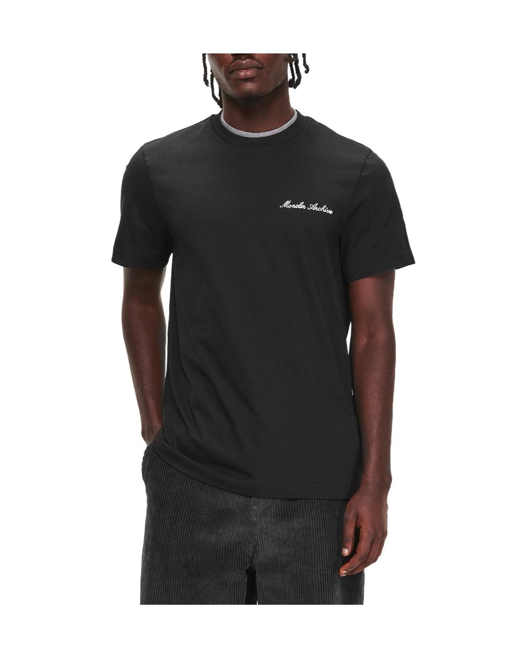 Moncler Black Cotton T-Shirt for men