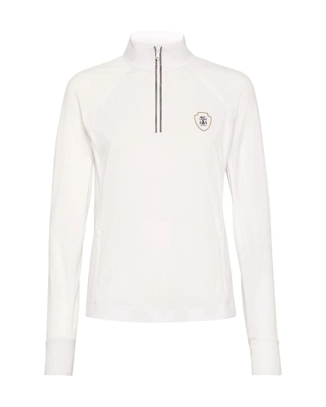 Brunello Cucinelli White Half Zip Turtleneck Sweatshirt