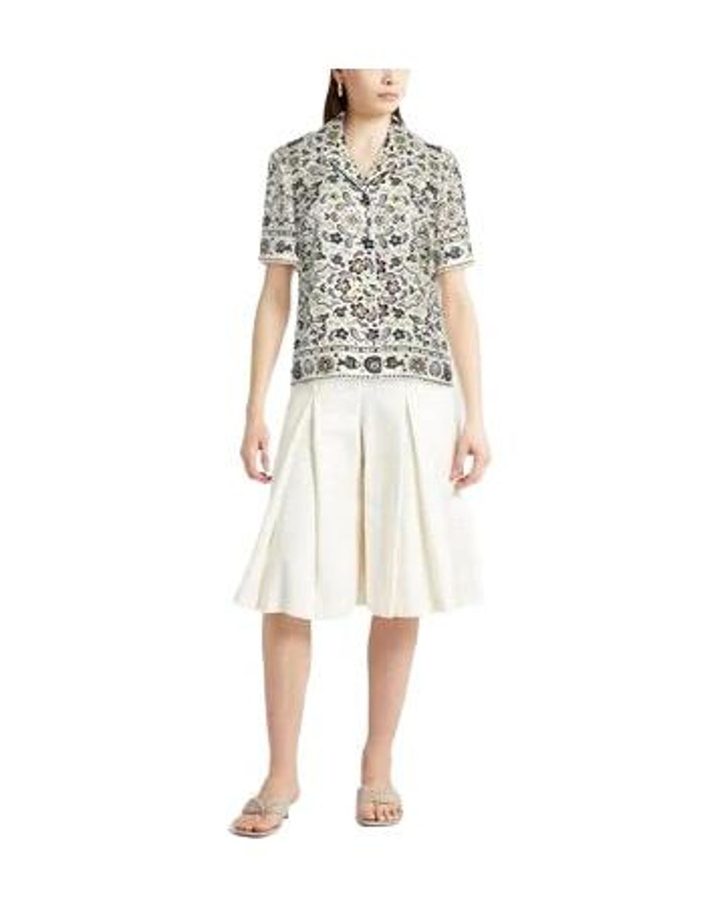 Tory Burch White Collared Short-Sleeve Shirt