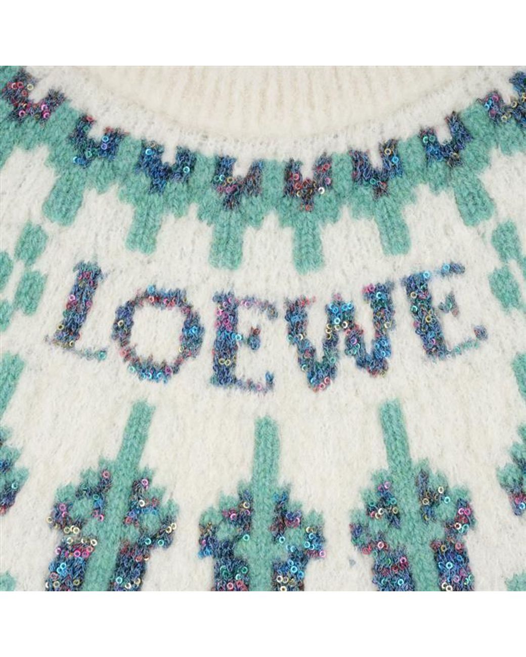 Loewe Blue Fair Isle Pattern Crewneck Jumper