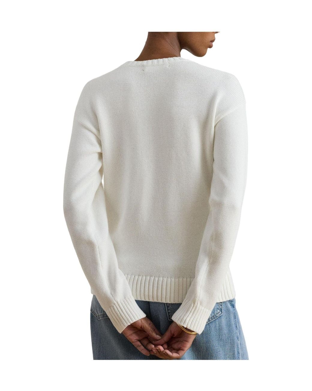 Ralph Lauren White Crew Neck Jumper
