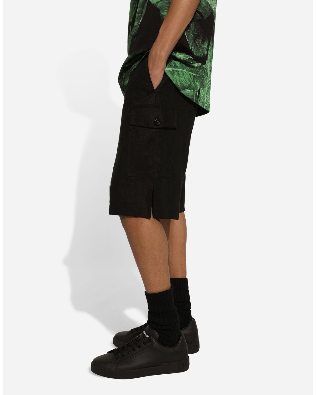 Dolce & Gabbana Black Knee-Length Cargo Shorts for men