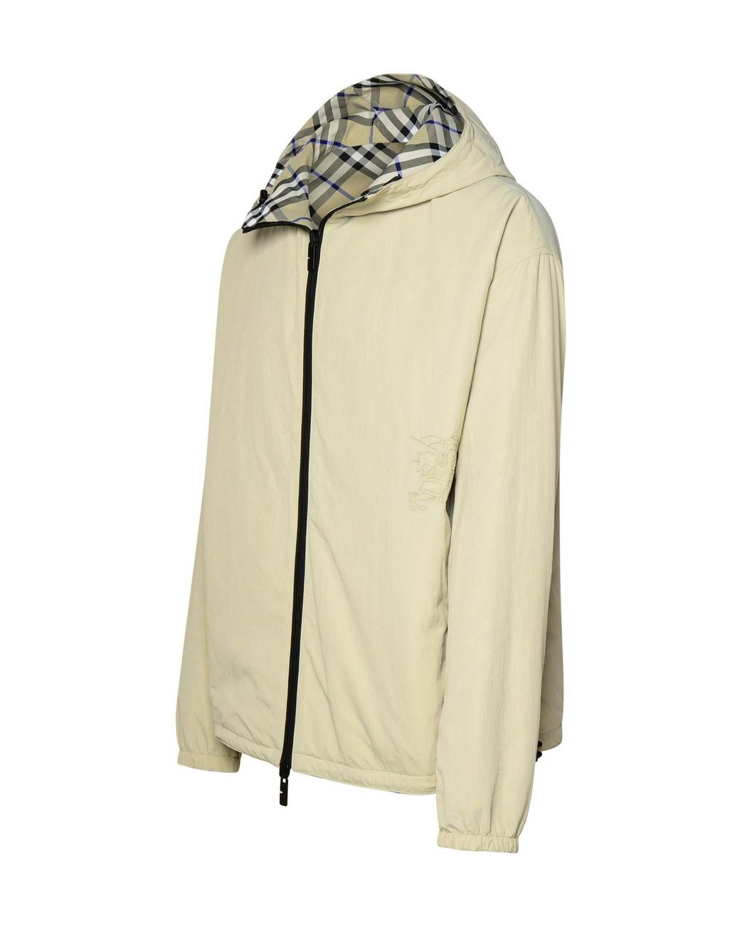 Burberry Gray Equestrian Knight Check Hooded for men