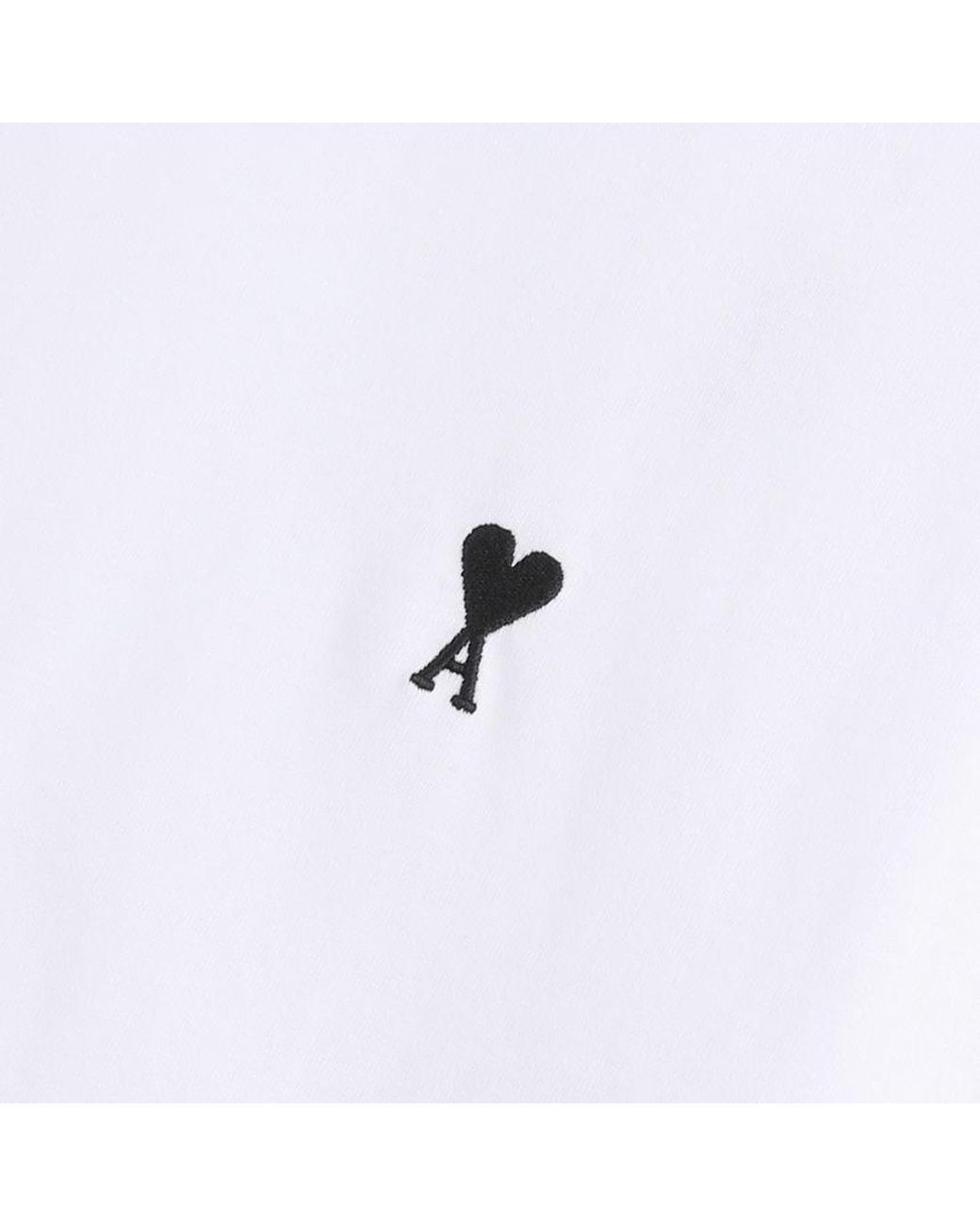 AMI White Ami Heart Logo Crewneck T-Shirt for men