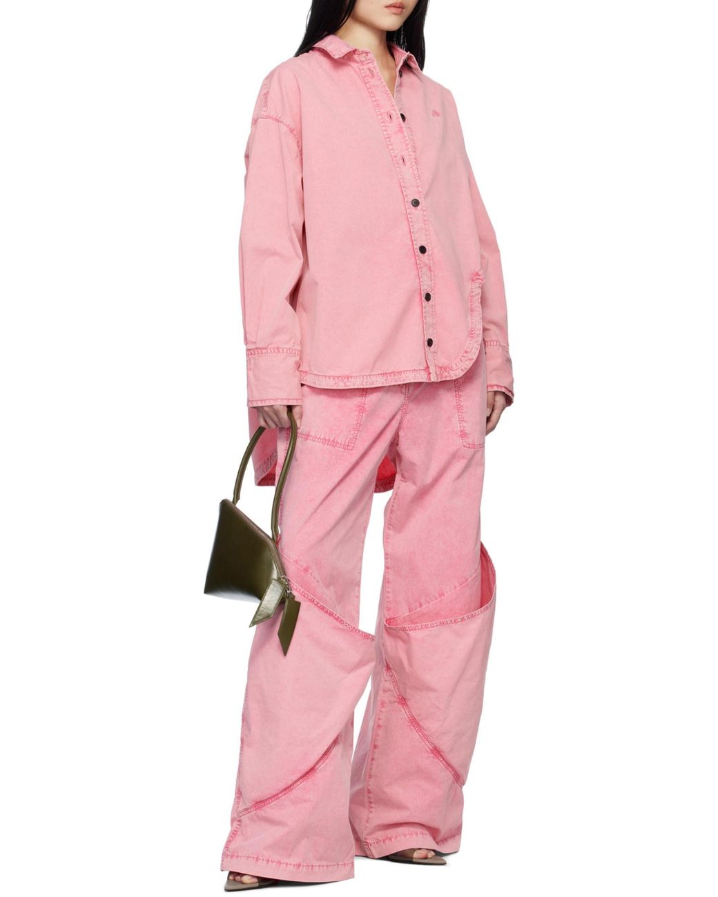 The Attico Pink Belt-Loop Casual Pants