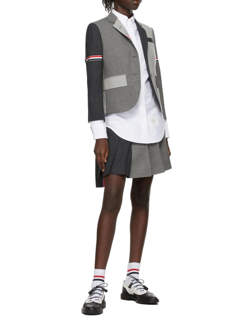 Thom Browne Gray Fun-Mix Panelled Blazer