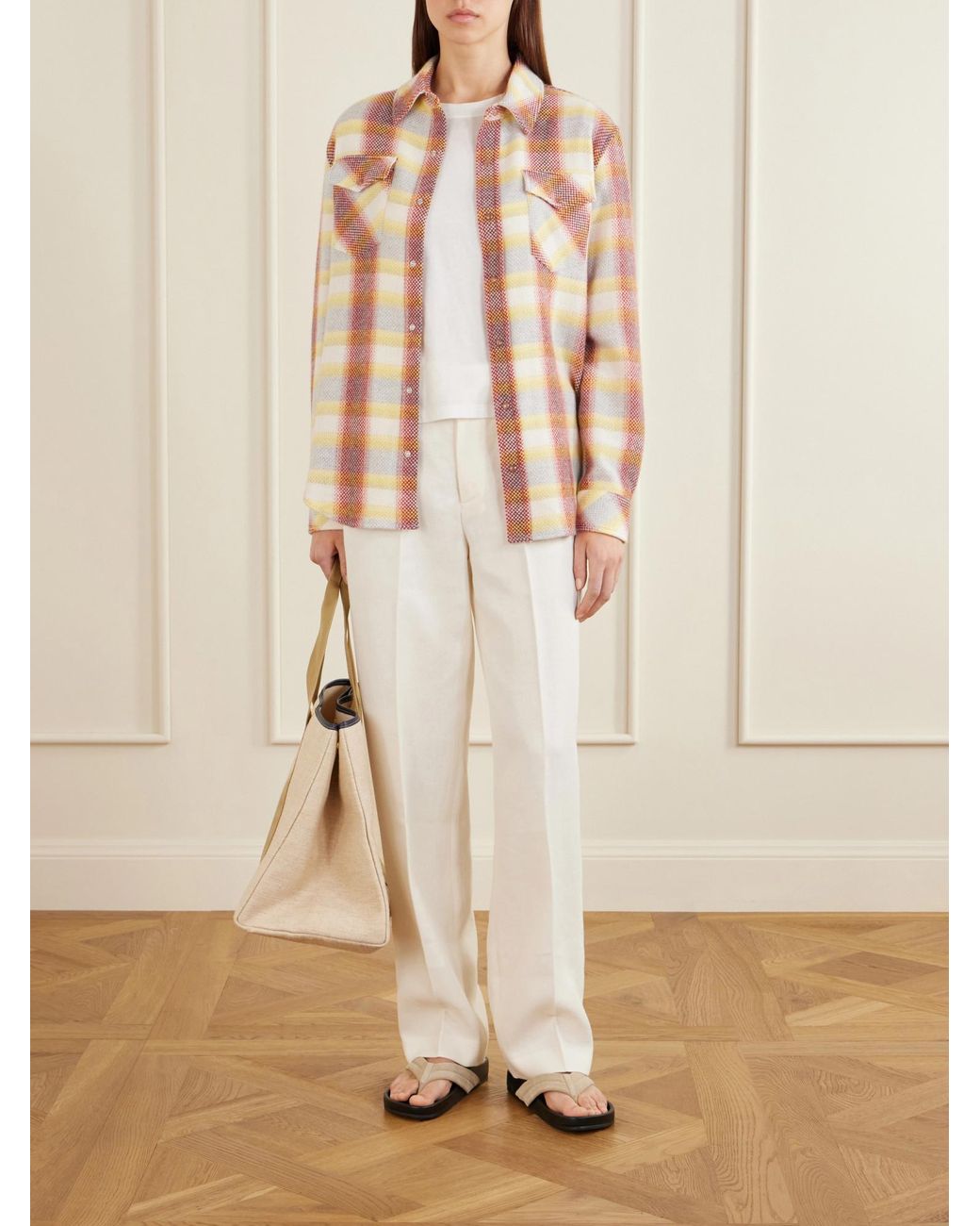 God's True Cashmere Pink Rose Blume Checked Cashmere Shirt
