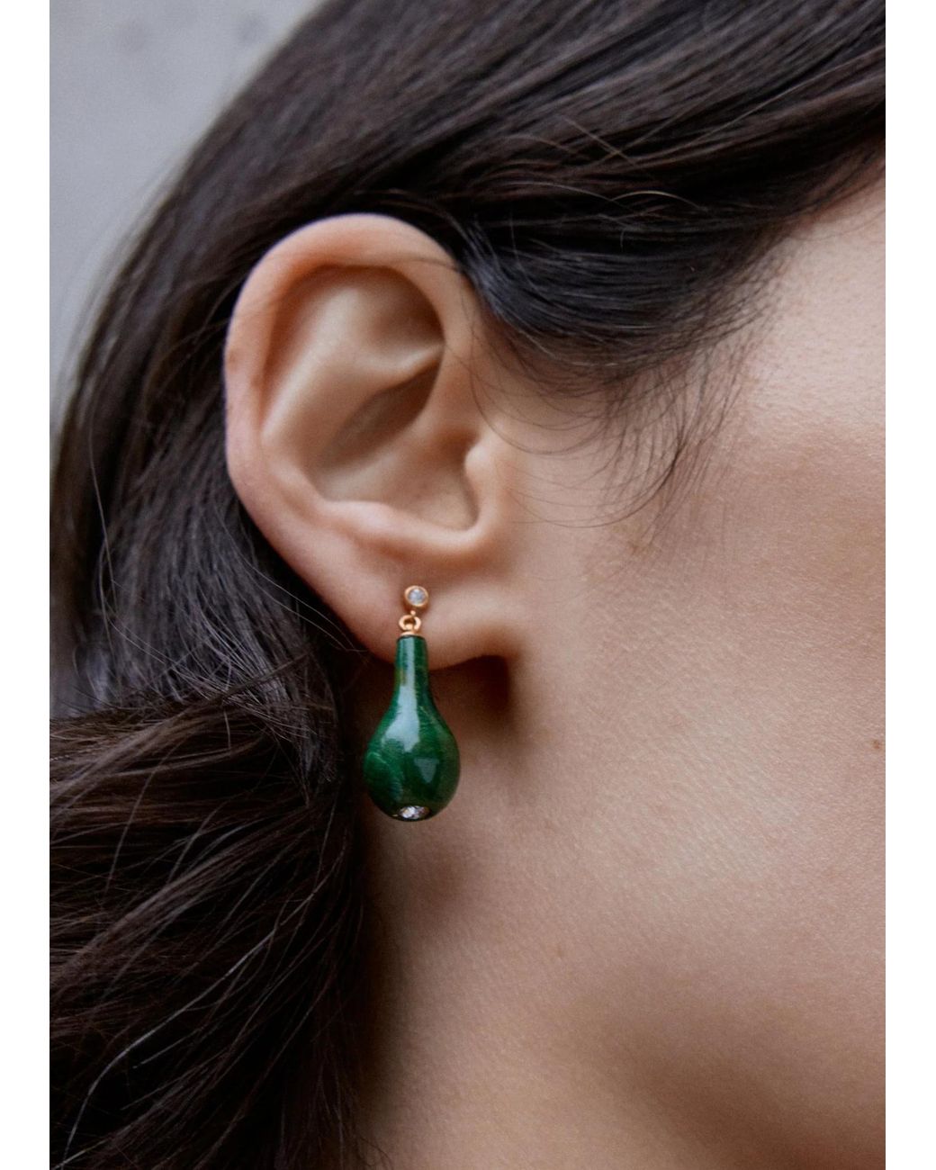 Totême Green Jade Drop-Design Earrings