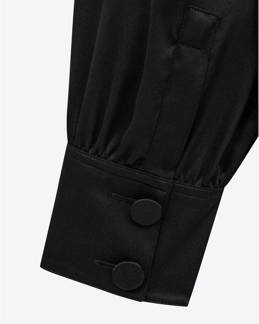Saint Laurent Black Buttoned Long-Sleeved Pajama Shirt