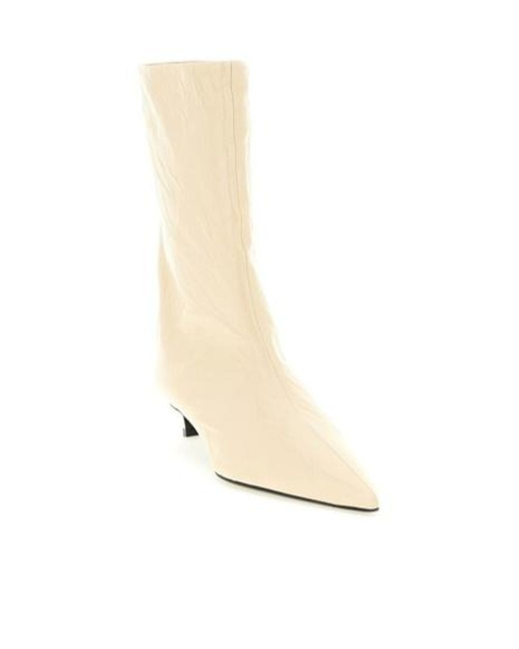 Jil Sander Natural Craquele Pointed-Toe Ankle Boots