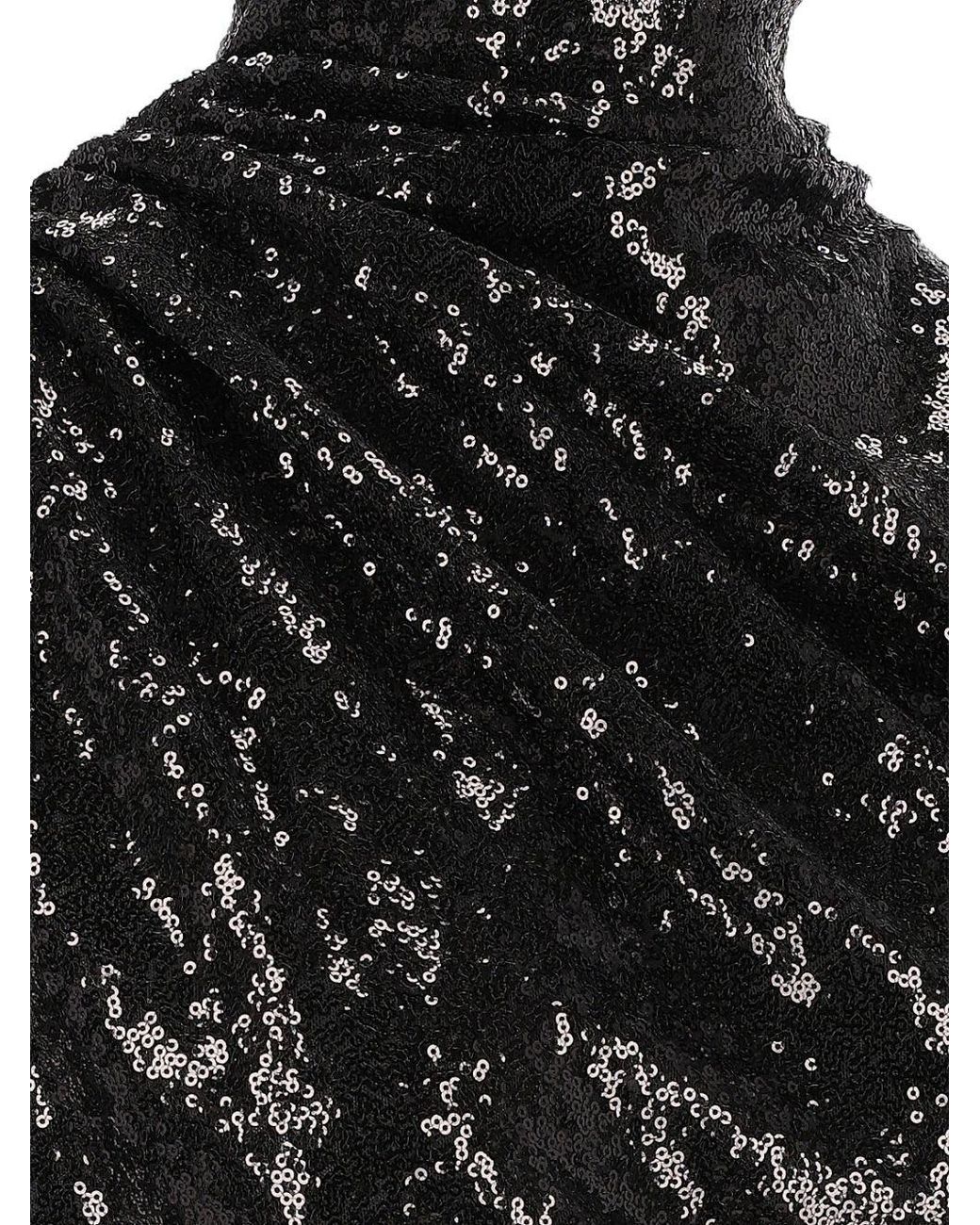 Amazuìn Black Celin Sequined High Neck Crop Top