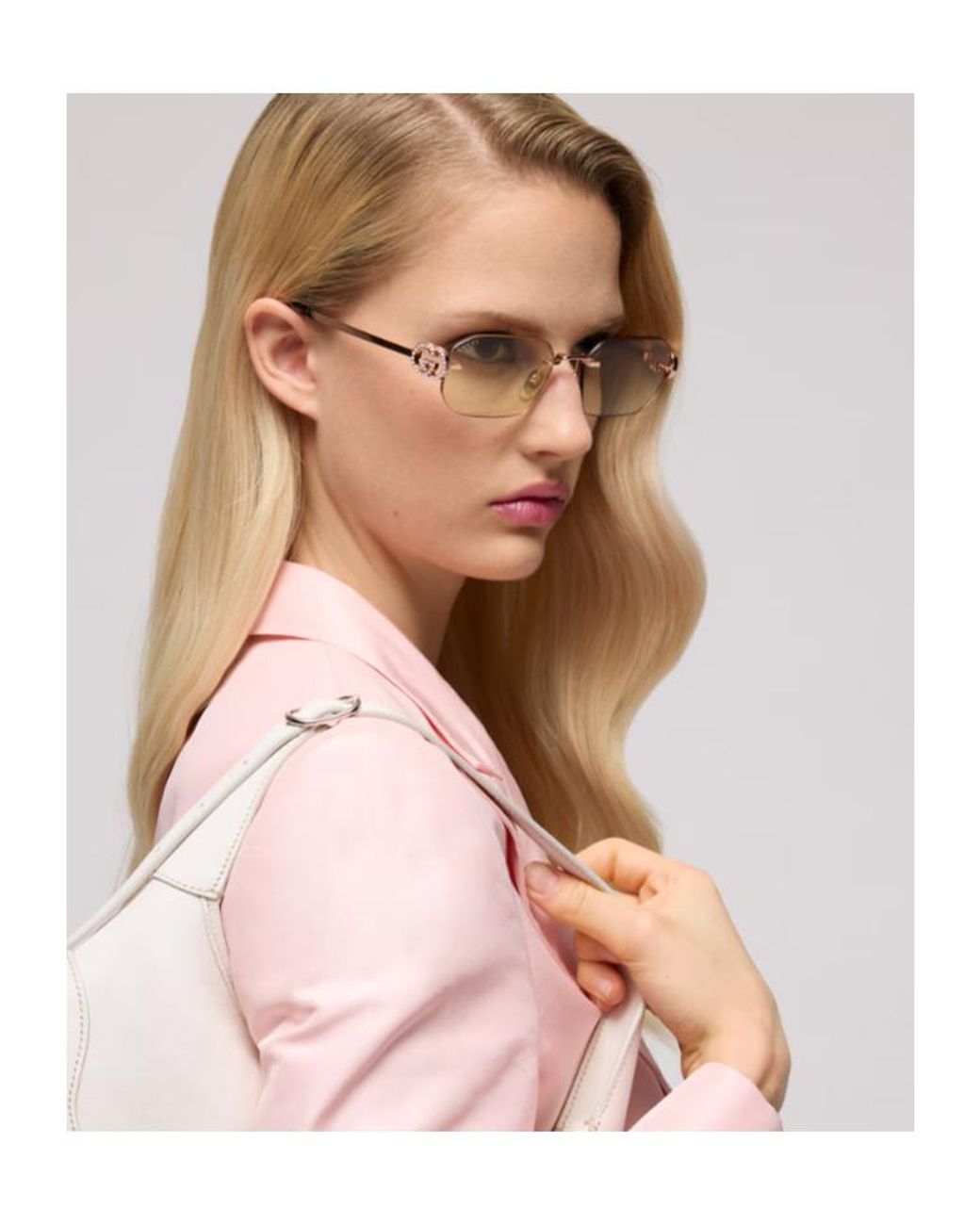 Gucci Natural Rectangular-Frame Sunglasses