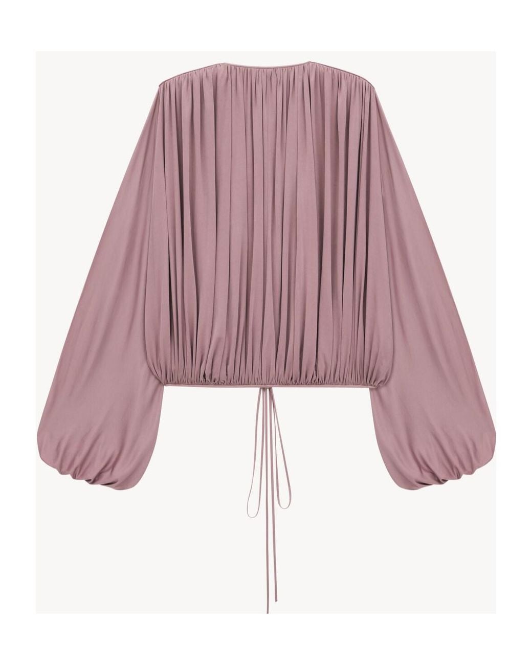 Saint Laurent Purple Gathered Drawstring Blouse