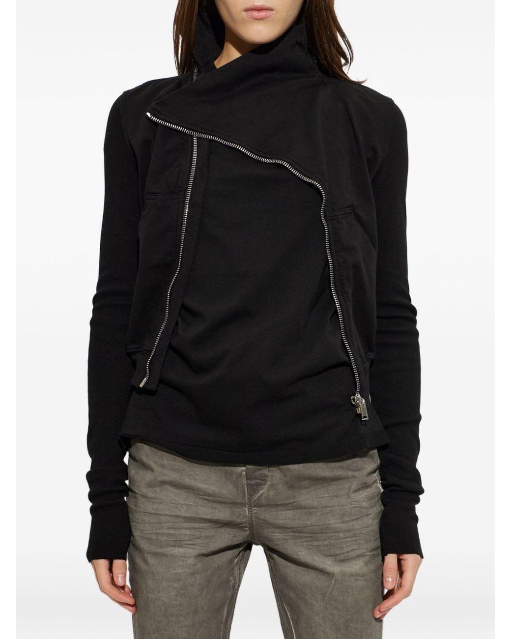 Rick Owens Black Long-Sleeved Zip-Up Jacket