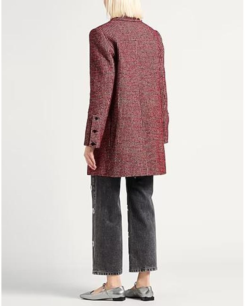 Ganni Red Wool Single-Breasted Coat