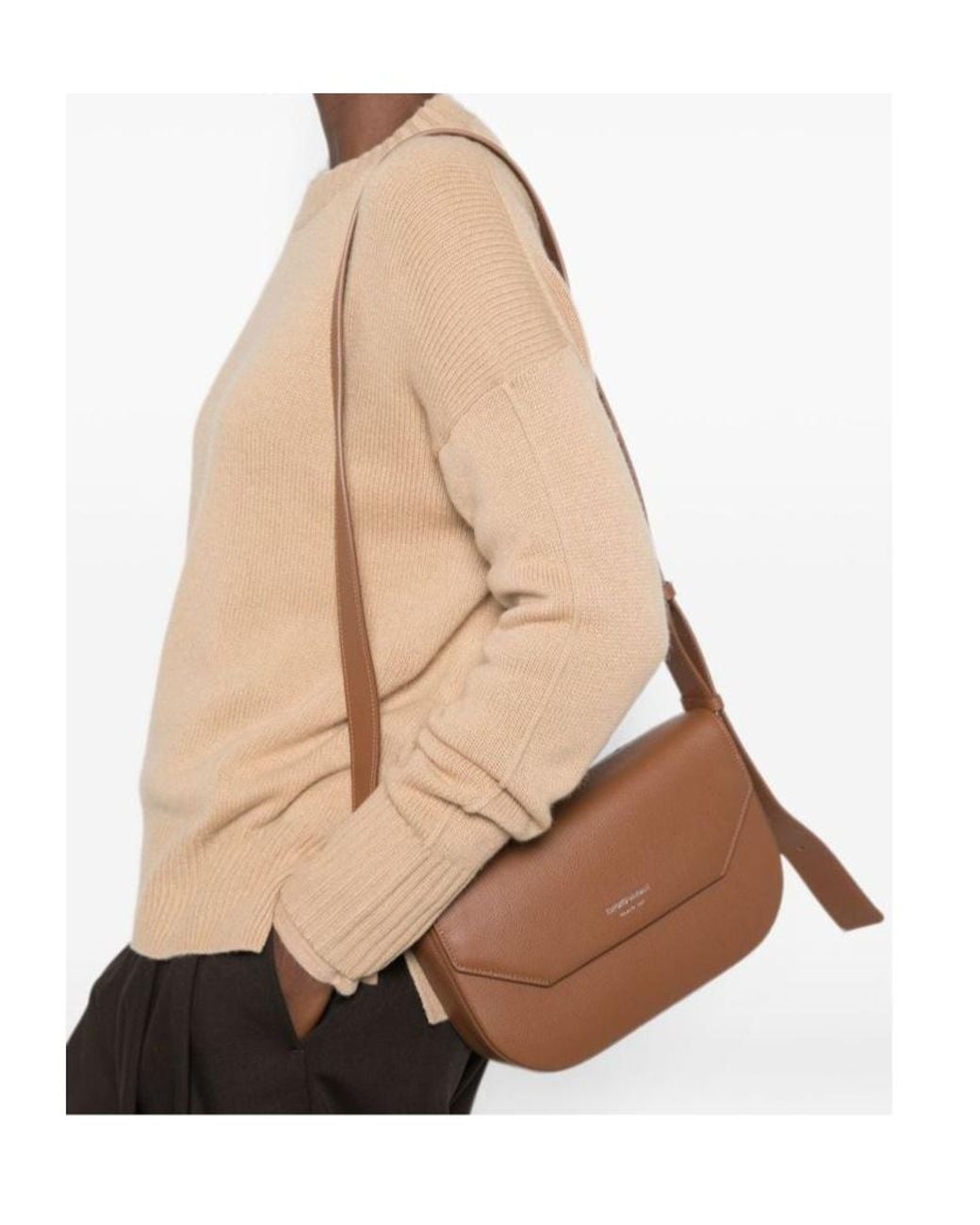 Emporio Armani Brown 1981 Grainy Leather Shoulder Bag