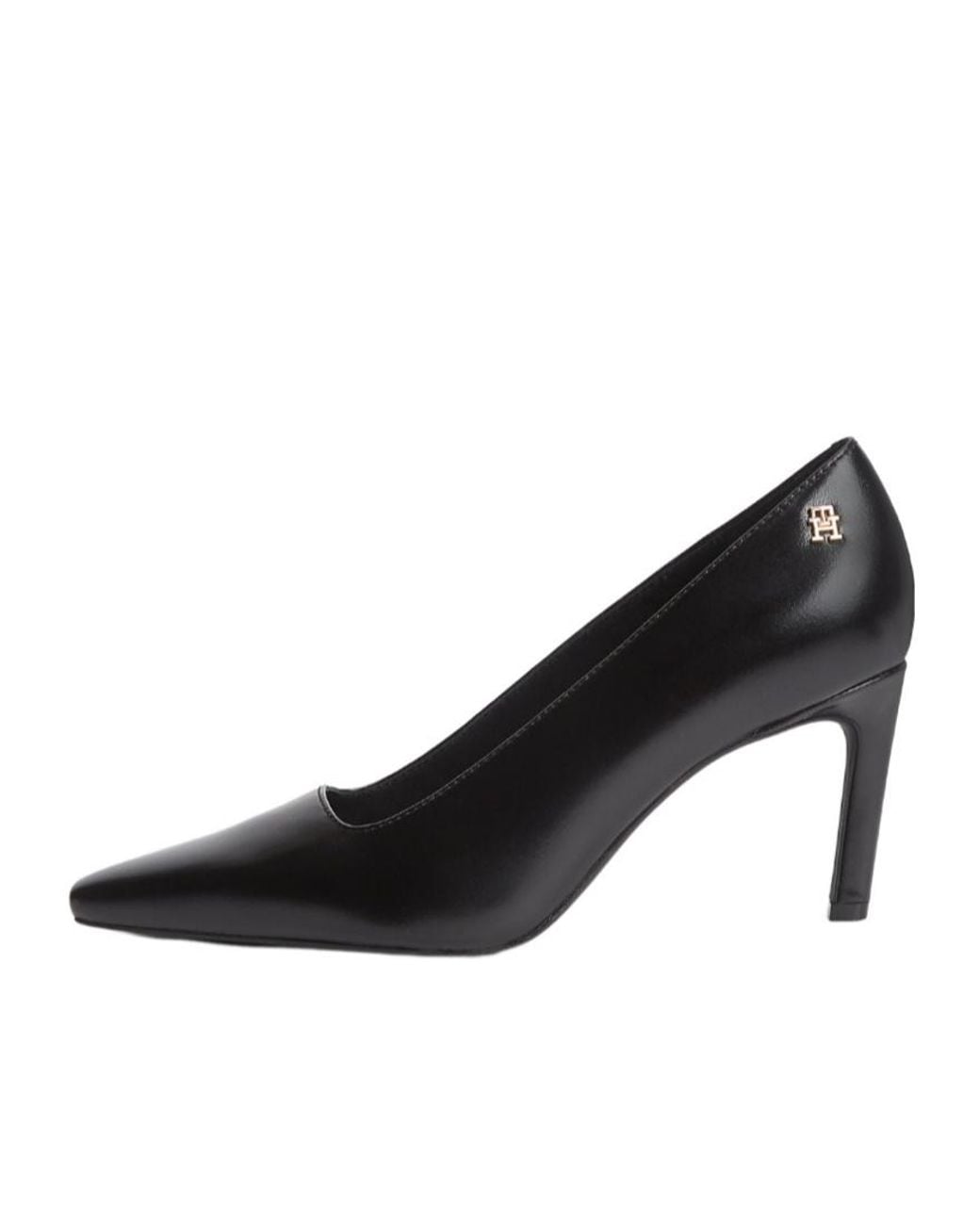 Tommy Hilfiger Black Pointed Logo Pumps
