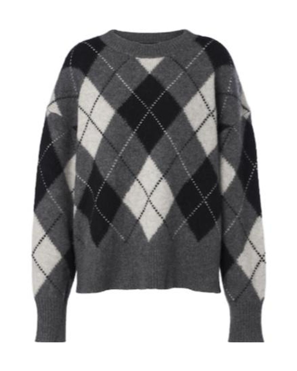 Nili Lotan Gray Donnika Diamond-Pattern Sweater