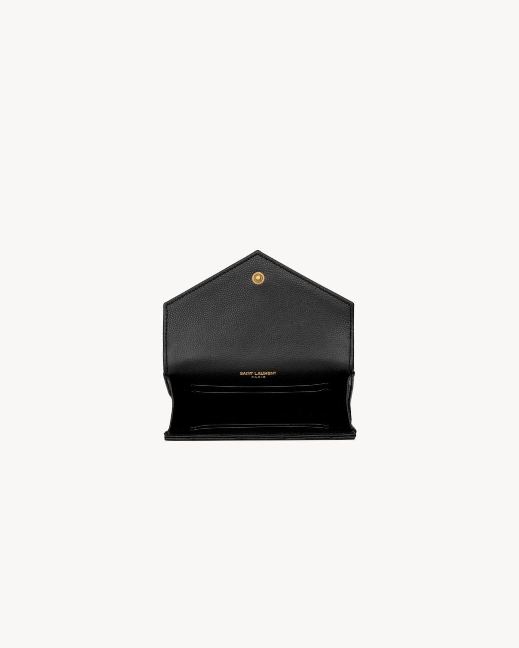 Saint Laurent Black Cassandre Matelassé Small Envelope Wallet