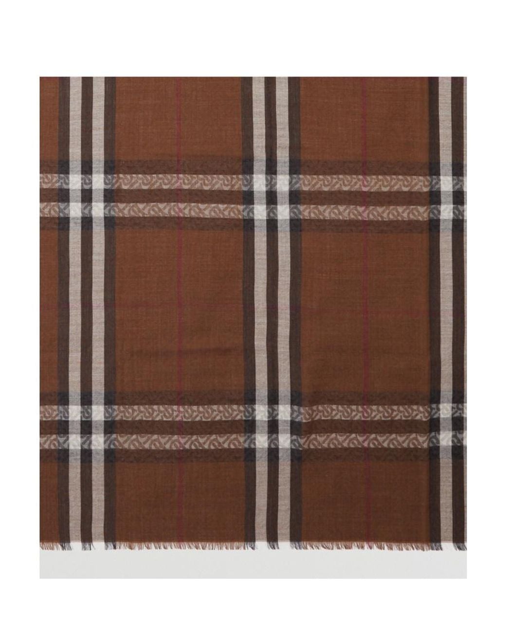Burberry Brown Monogram Check-Print Scarf