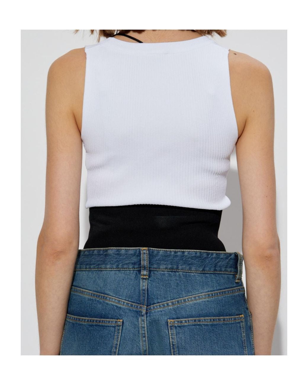 Alaïa White Alaïa Sleeveless Ribbed Knit Bodysuit