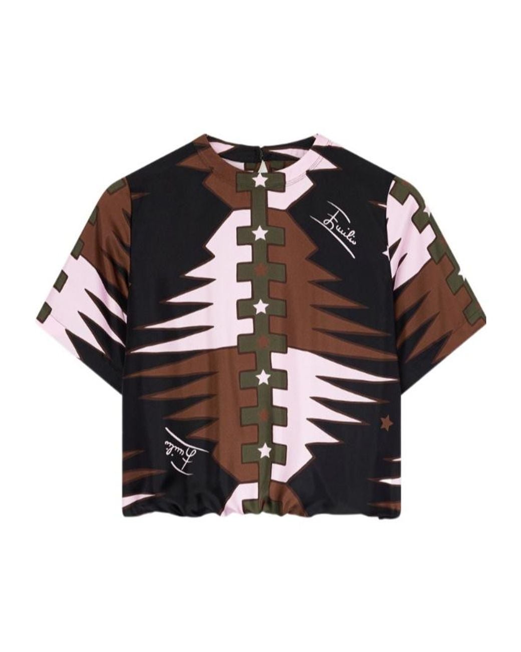 Emilio Pucci Black Pucci Valdimontone Printed Silk T-Shirt
