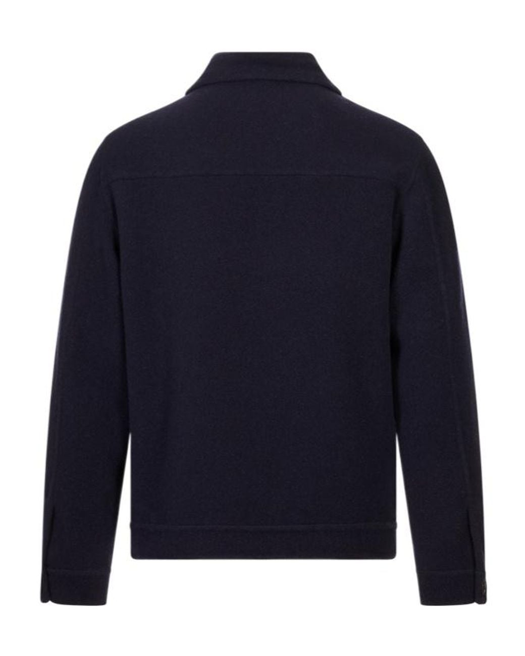 Fedeli Blue Zip-Up Collared Jacket for men
