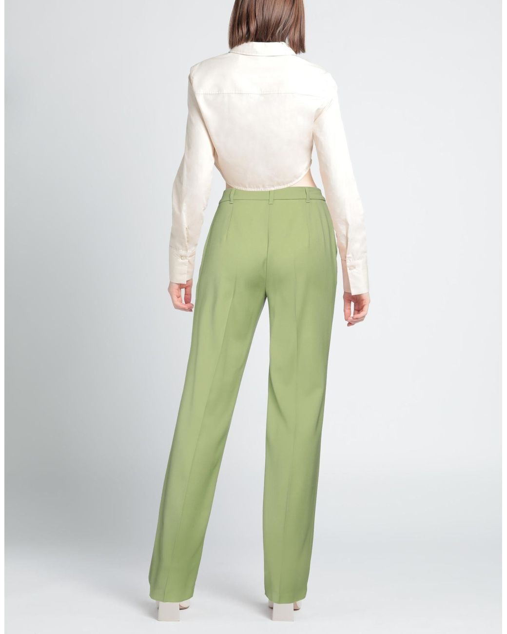 Max Mara Green Solid Color Casual Pants