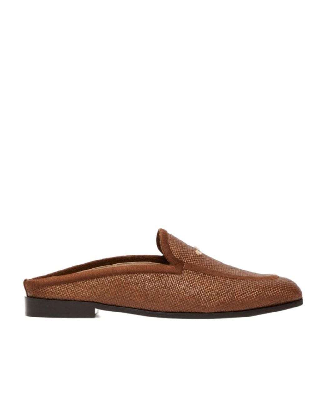 Max Mara Brown Woven Metal-Detail Sneakers