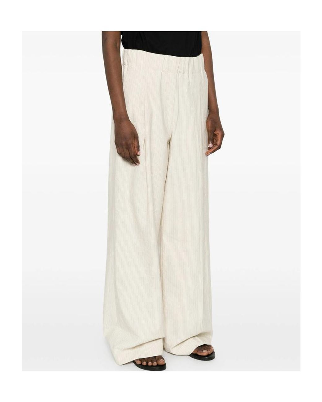 Dries Van Noten White Casual Pants With Elastic Waist