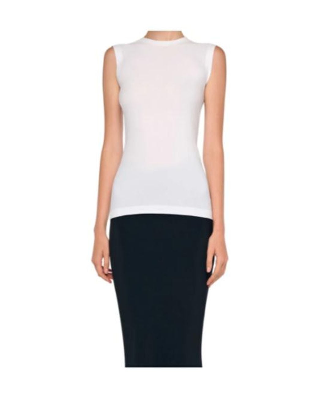 Norma Kamali White Sleeveless Round-Neck Top
