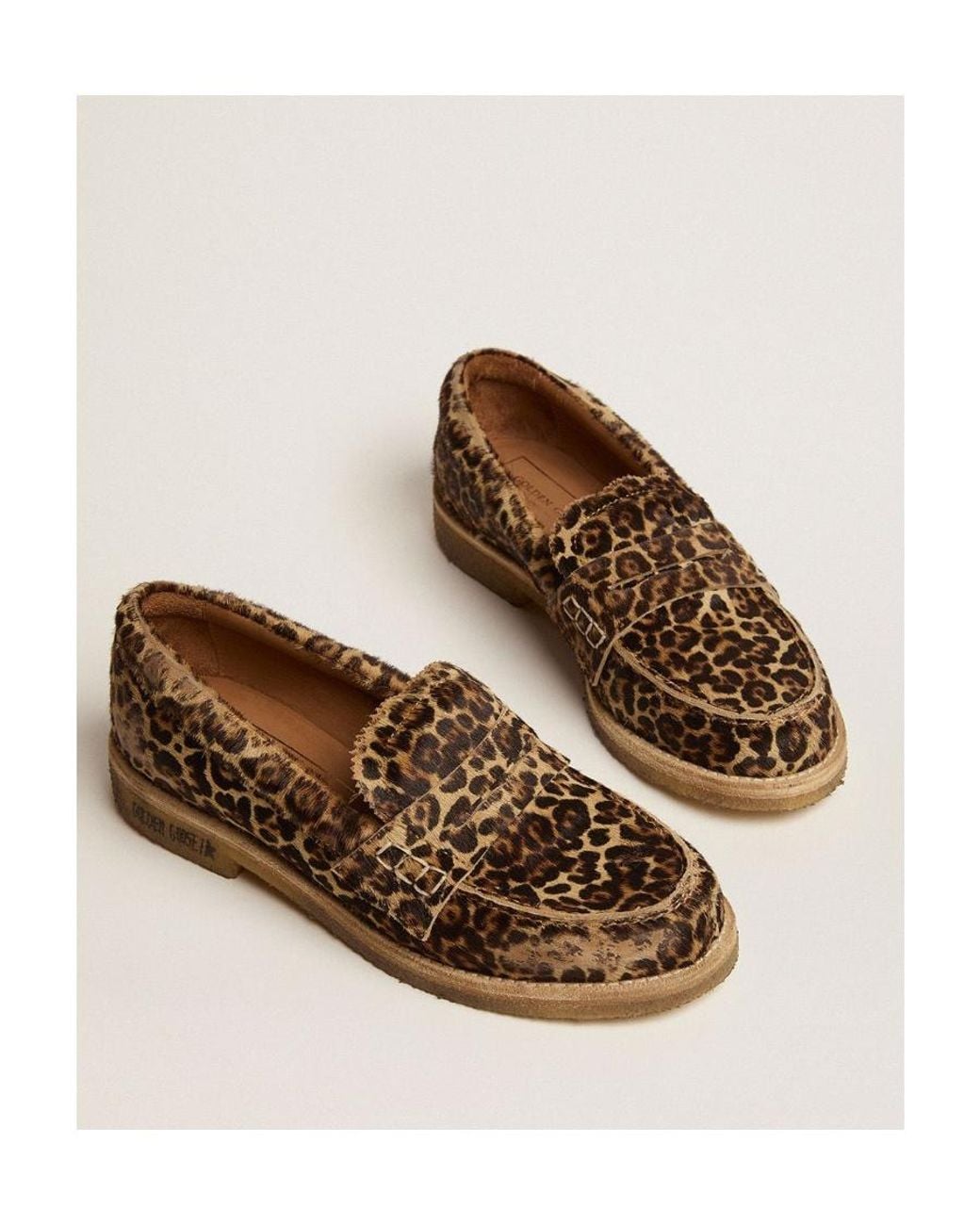 Golden Goose Deluxe Brand Brown Leopard-Printed Round-Toe Loafers