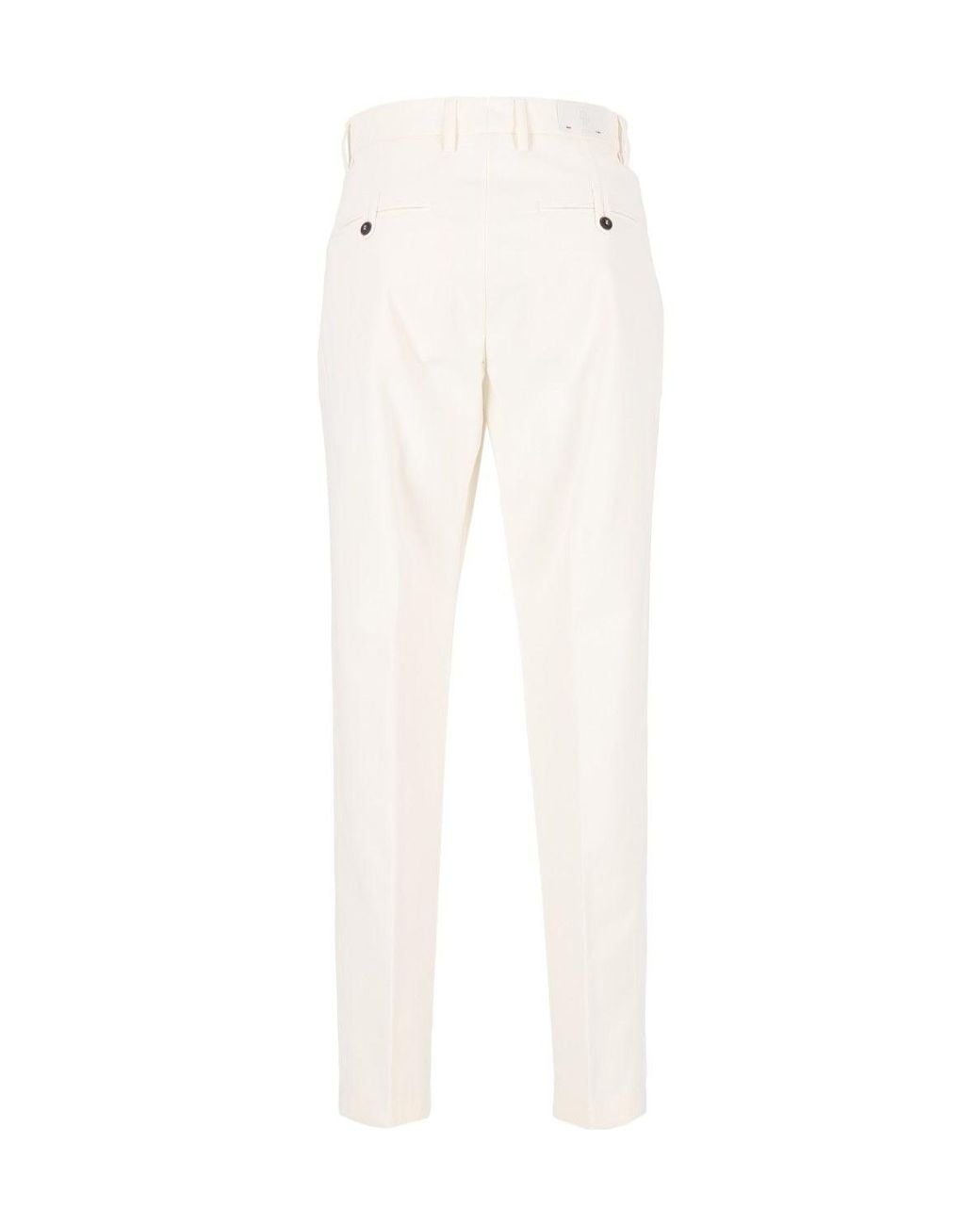 Eleventy White Pleated Tapered Pants for men