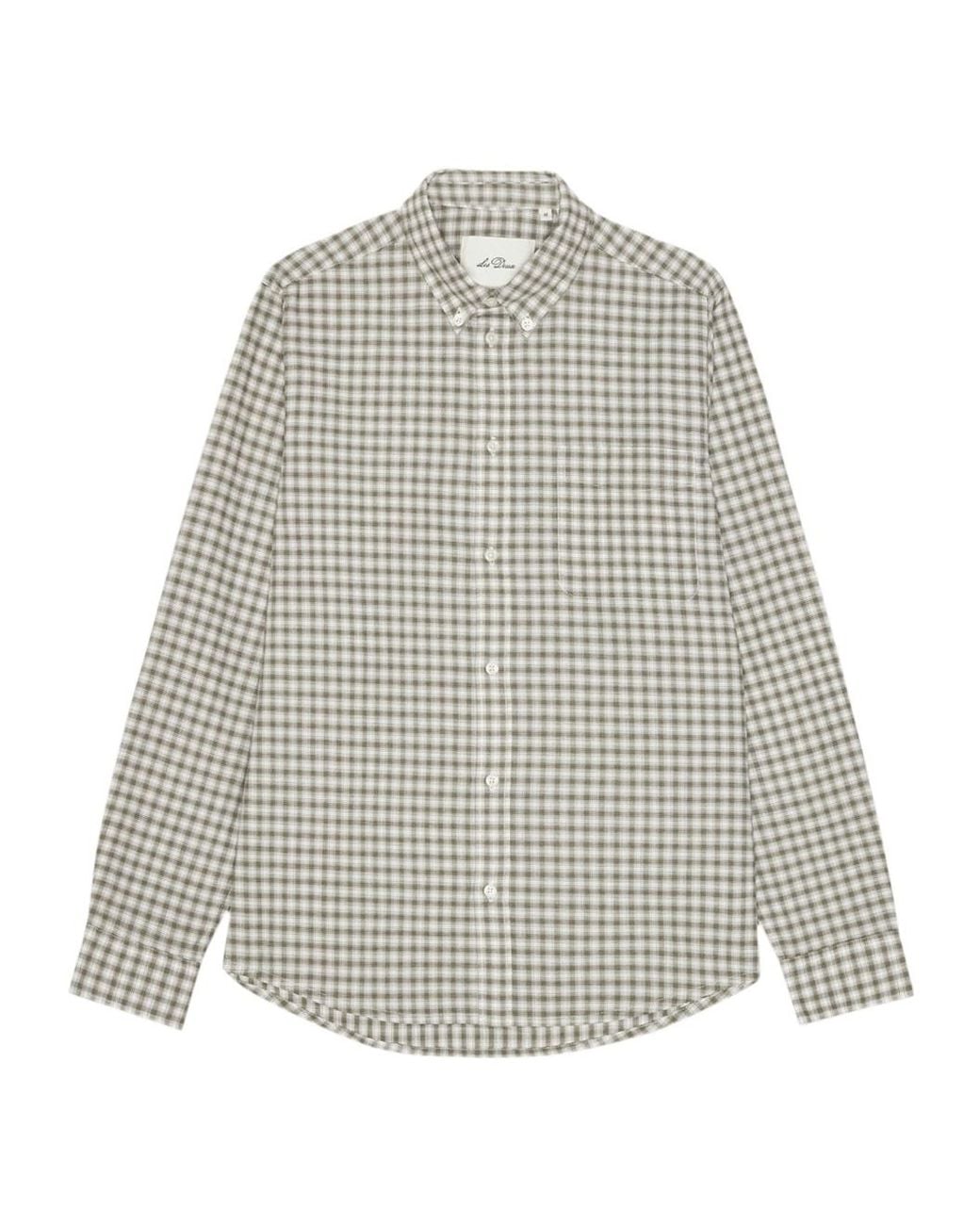 Les Deux Gray Check-Pattern Button-Down Shirt for men
