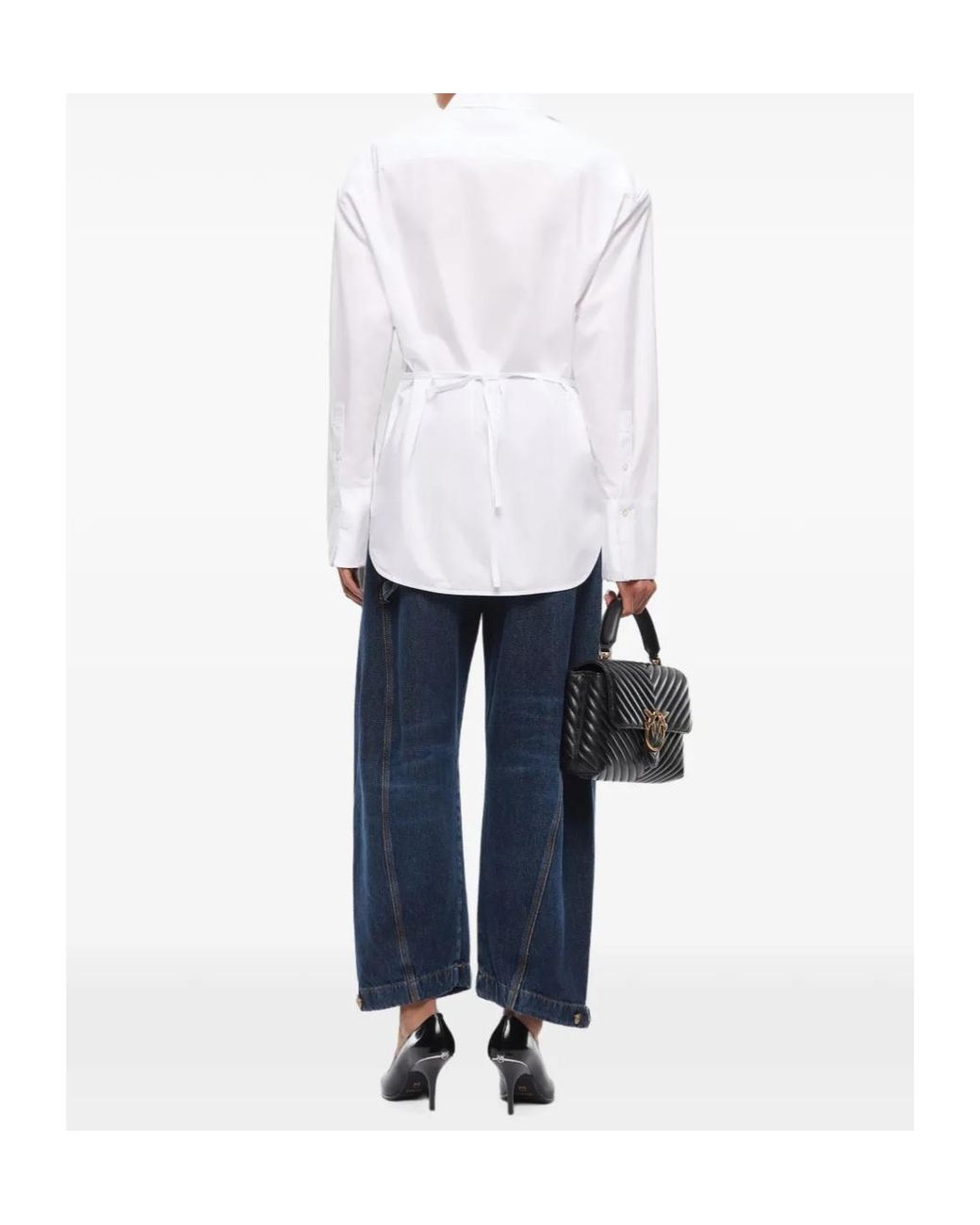 Pinko White Slim-Fit Shirt With Drawstring