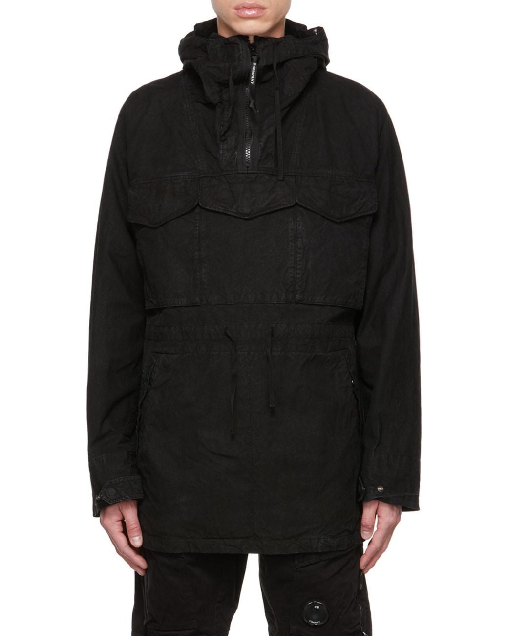 C P Company Black Goggles-Detail Zip-Up Jacket for men