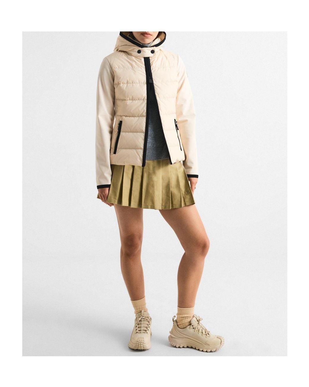 Moncler Natural Hooded Hybrid Puffer Jacket