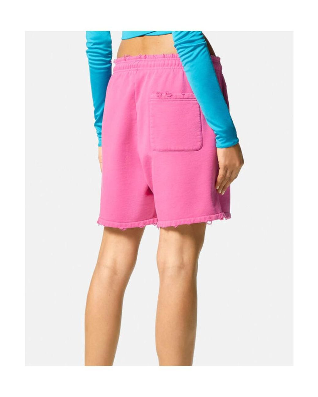 Versace Pink Logo Embroidered Drawstring Shorts