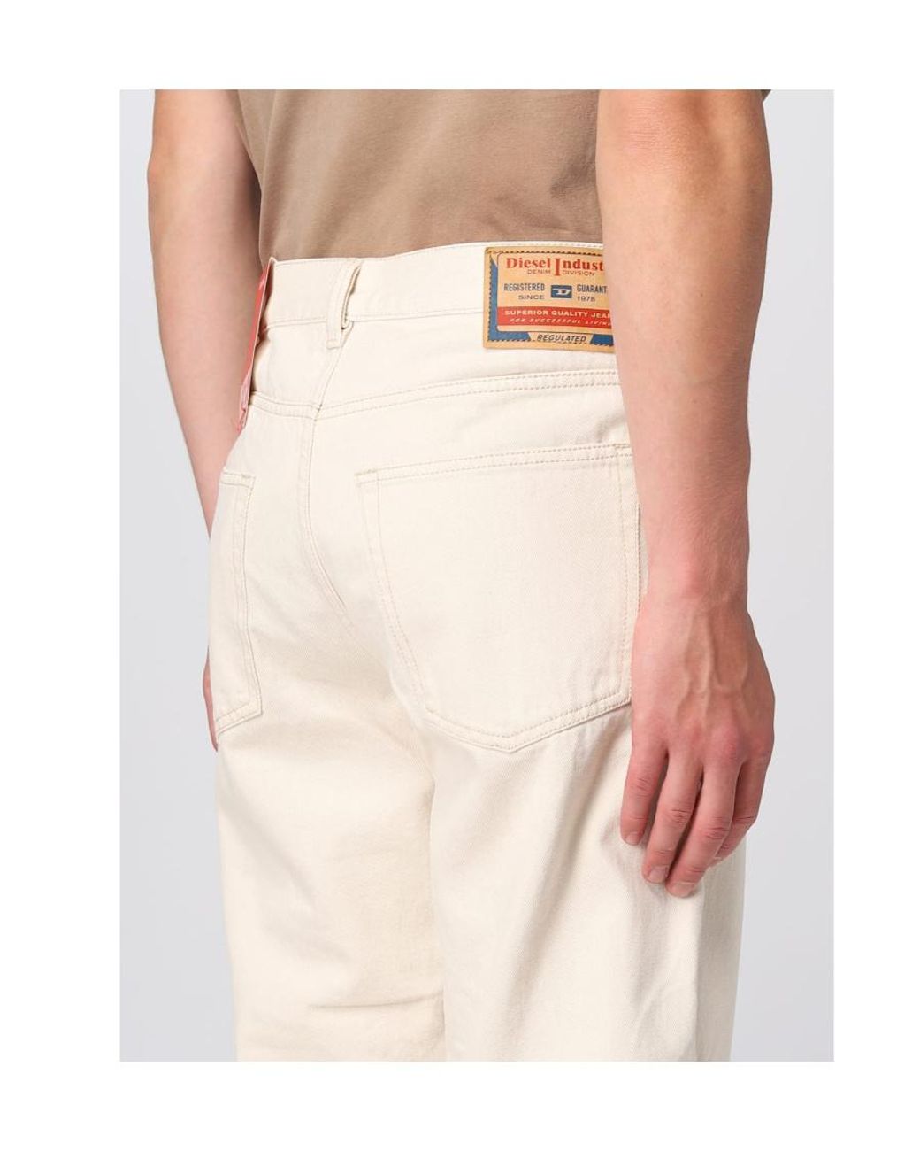 DIESEL Natural Logo Patch Straight-Leg Jeans for men