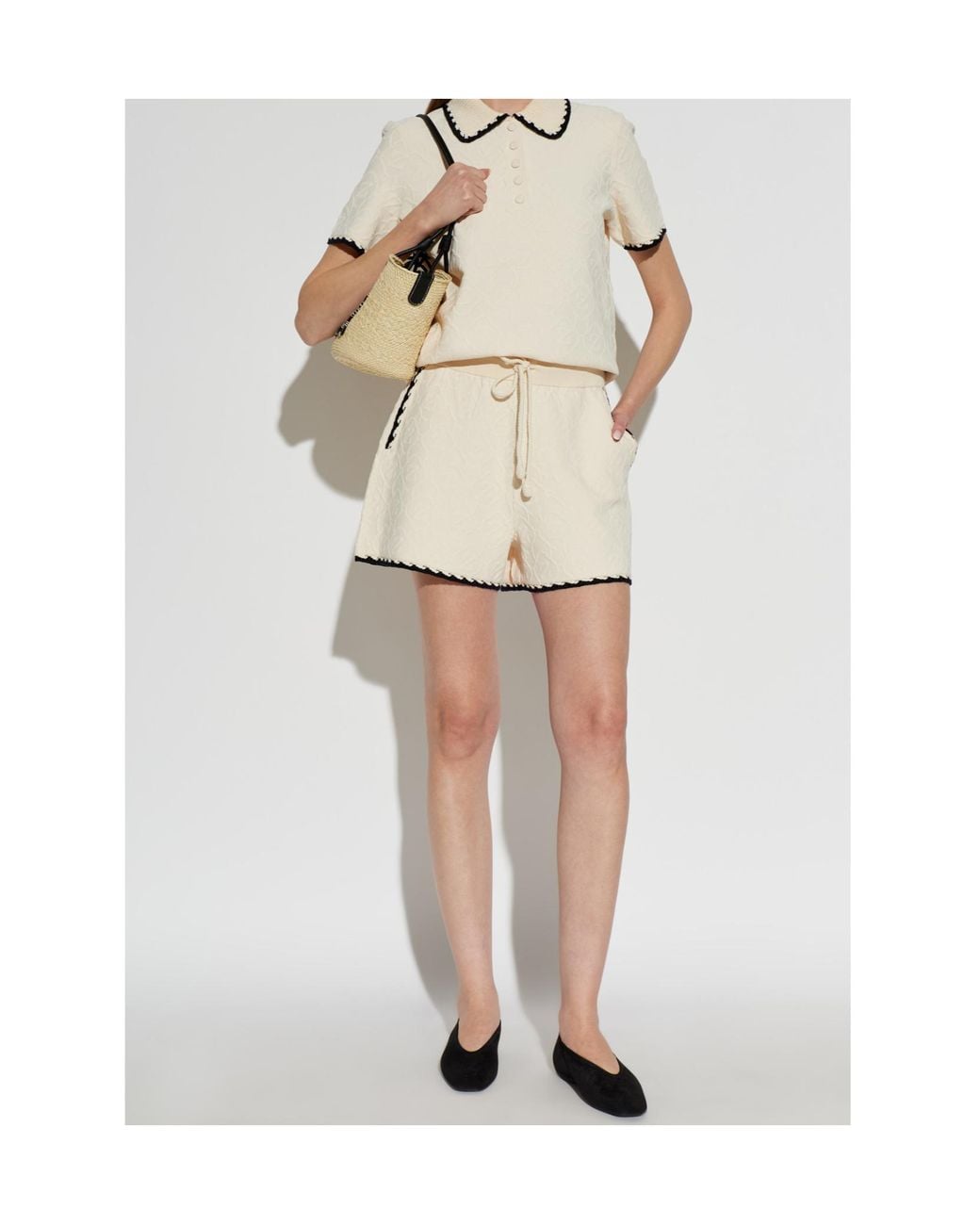 Zimmermann Natural Fairlight Jacquard Knit Shorts