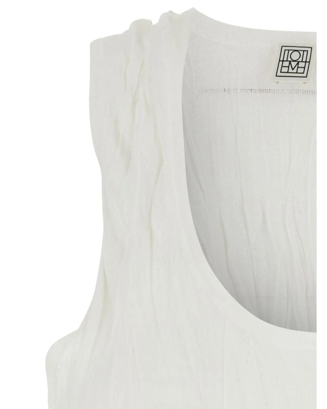 Totême White Totême Crinkled Knitted Tank Top