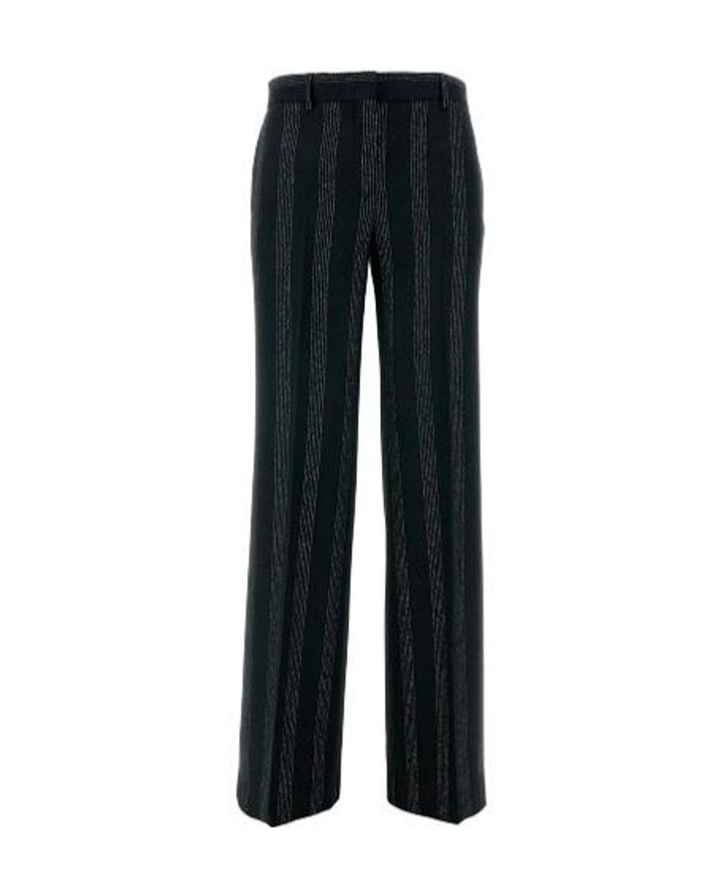 MSGM Black Striped Wide-Leg Trousers