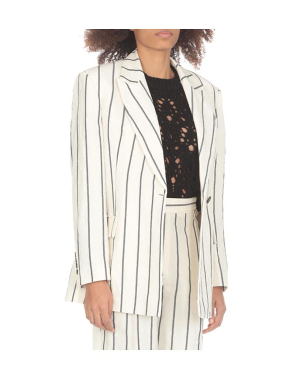 Brunello Cucinelli White Striped Tailored Blazer