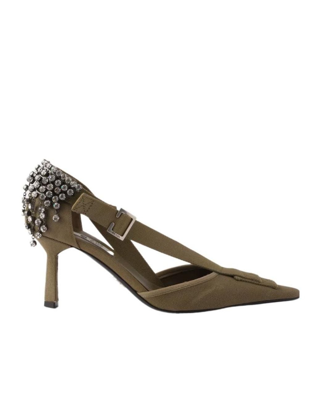 Prada Brown Embellished Pointed-Toe Pumps