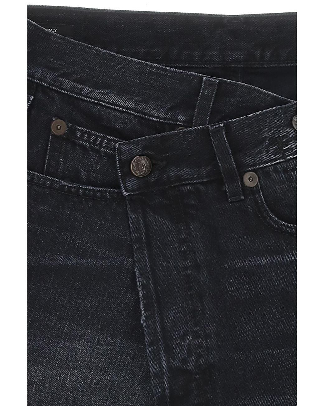 R13 Black Cross-Designed Denim Shorts