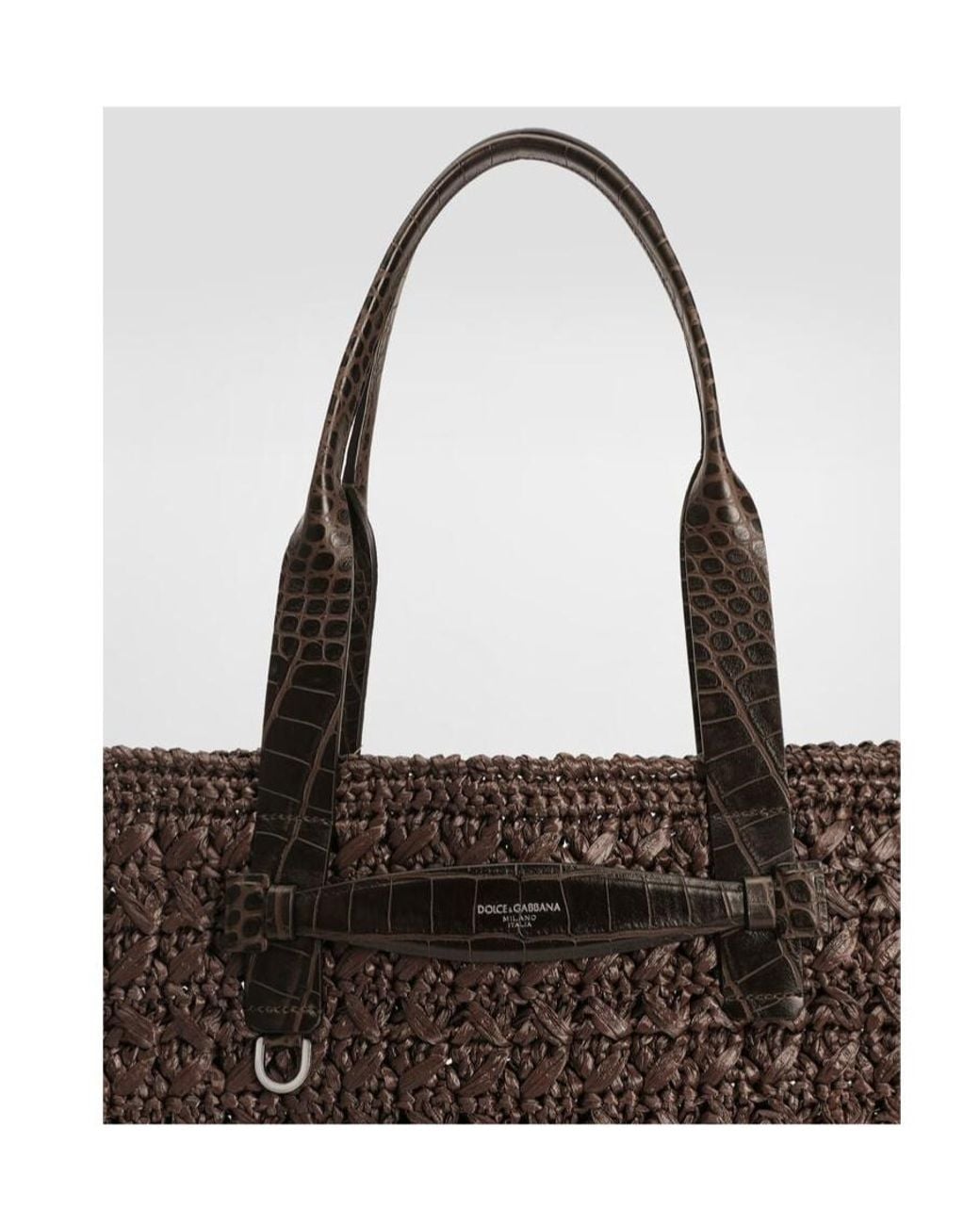 Dolce & Gabbana Brown Crochet Shopping Bag for men