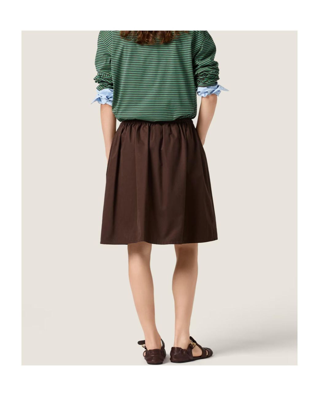 Miu Miu Brown Washed Gabardine Skirt
