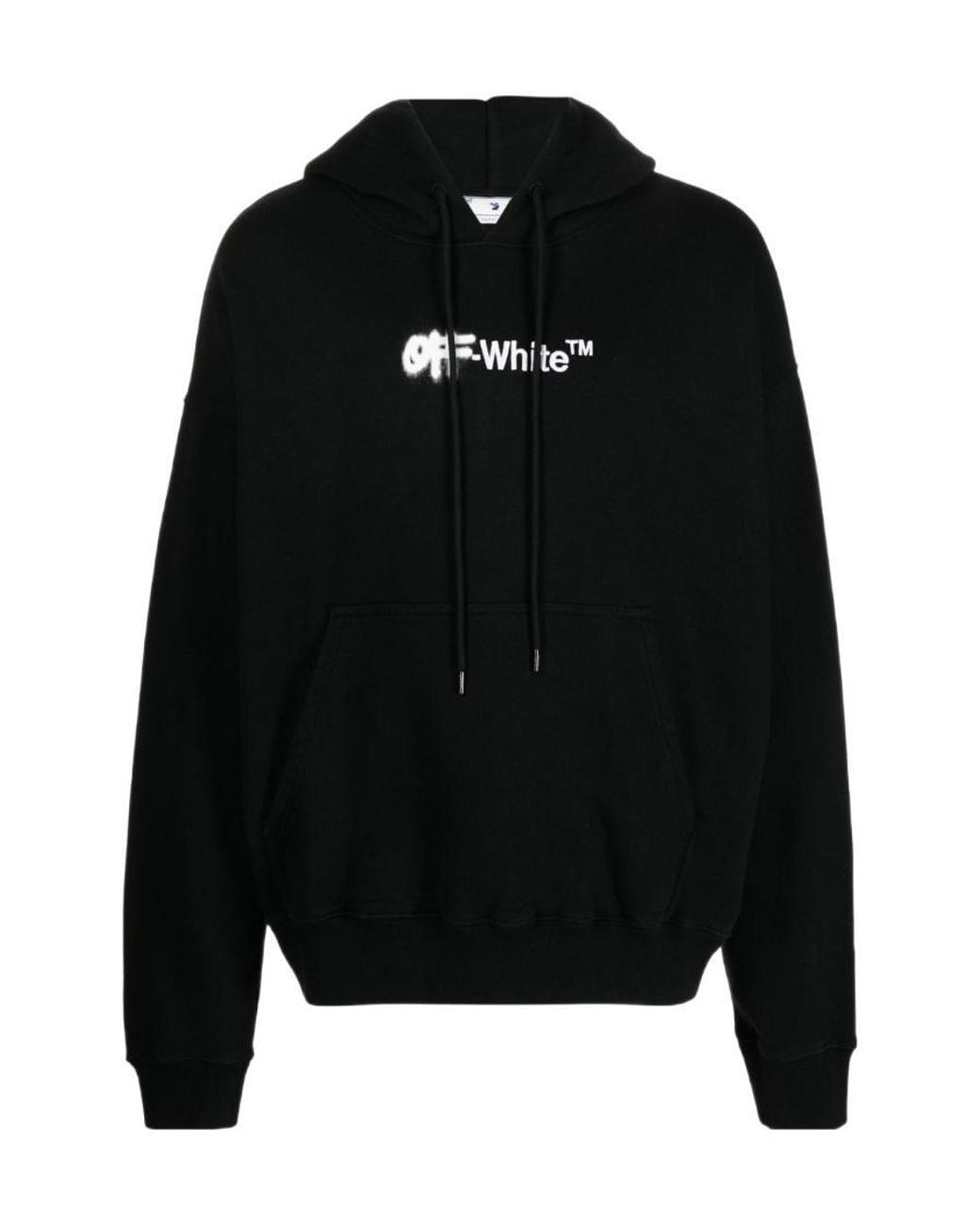 Off-White c/o Virgil Abloh Black Spray Helvetica Logo-Embroidered Hoodie for men