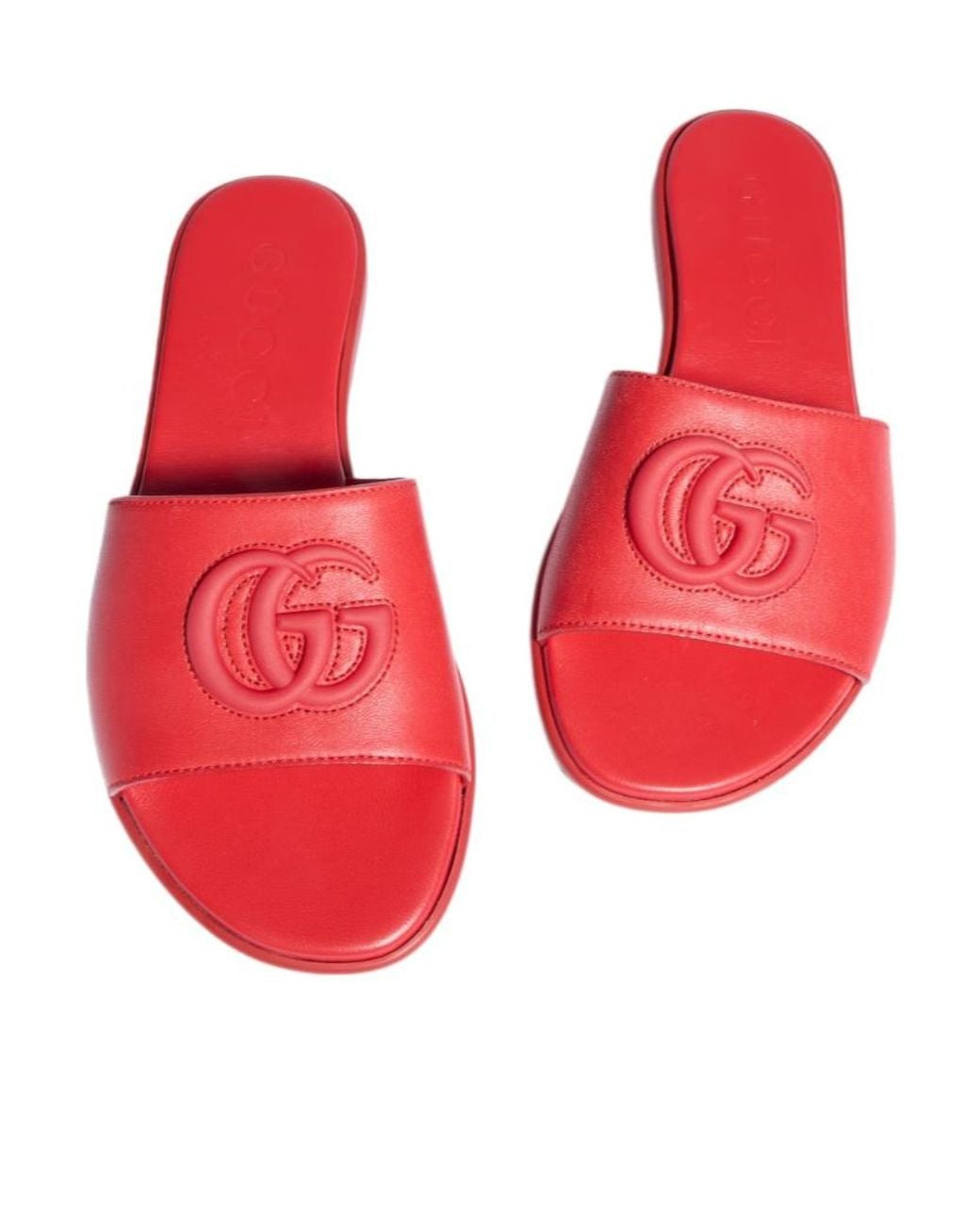 Gucci Red Slide Sandal With Double G