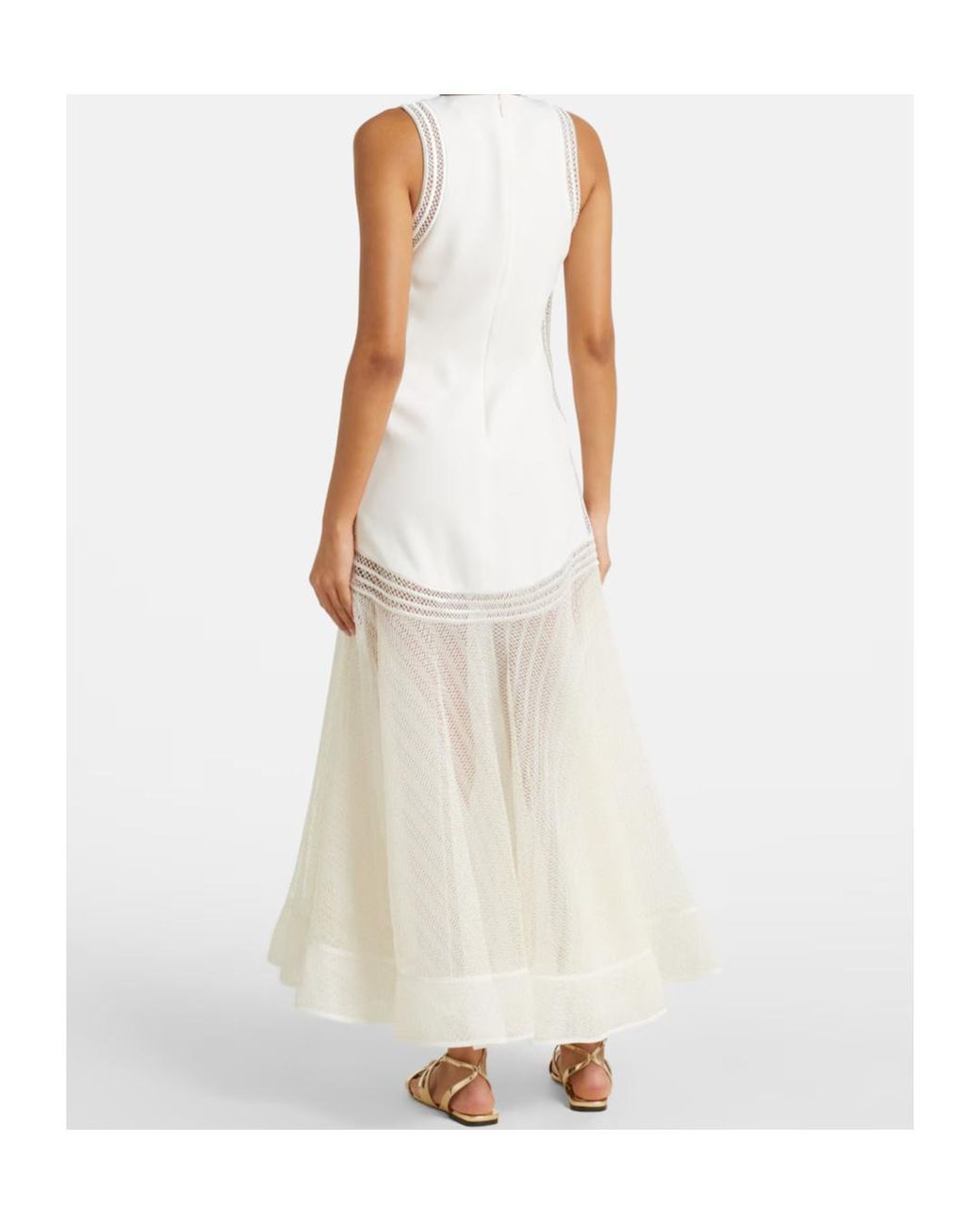 Jonathan Simkhai White Zakaria Mesh-Trimmed Maxi Dress